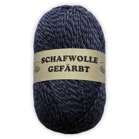 Schurwolle 100% Schafwolle blau meliert 3f NS3-4